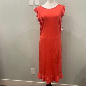 Old navy dress size tall large coral color midi ruffle